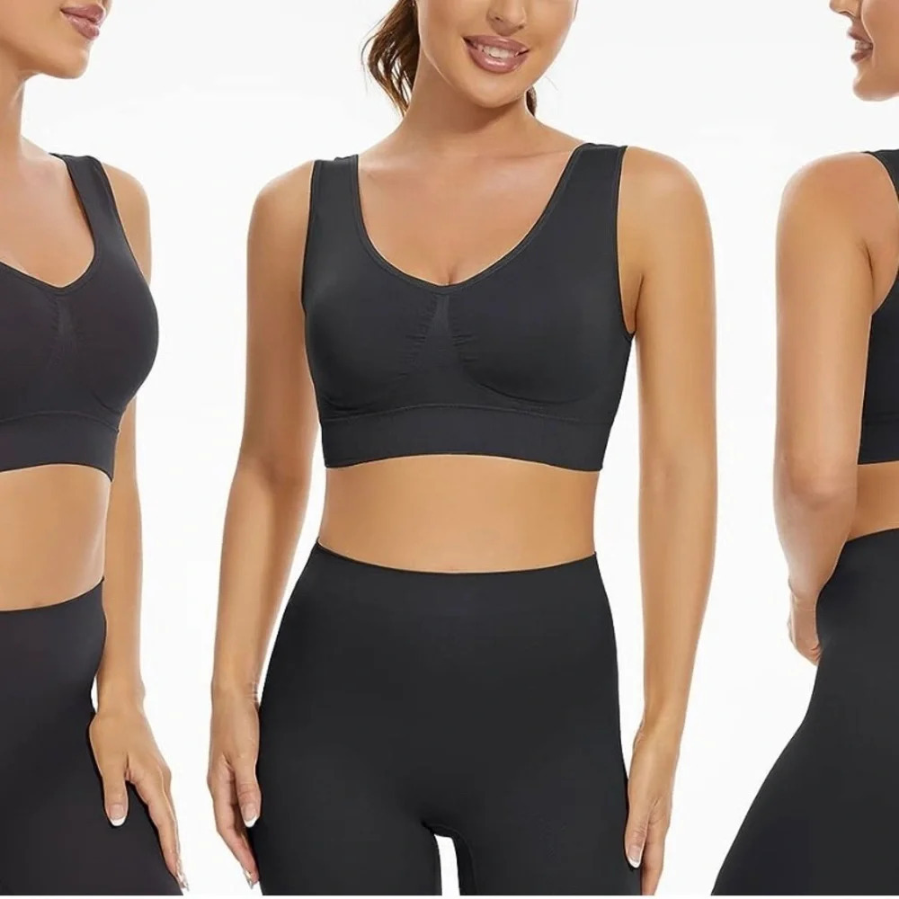3-Pack Seamless Sports Bra Wirefree Yoga Bra with Removable Pads Medium NWT - Picture 2 of 9